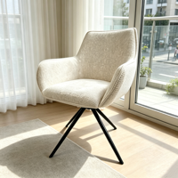 Chaise de salle à manger pivotante avec siège rembourré en velours et structure métallique durable, couleur personnalisable
