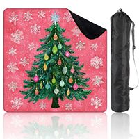 Tapis de table Mahjong américain à motif à carreaux rouges, avec fond à carreaux vichy, guirlande de Noël, cadeau du Père Noël, canne à sucre, bordure flocon de neige