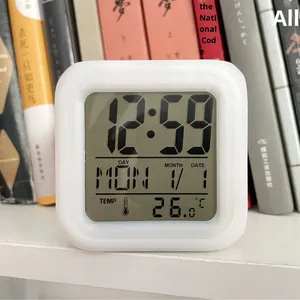 Colorful Square <b>LED</b> 7 Color-Changing Luminous Electronic Digital Alarm <b>Clock</b> Thermometer Calendars Date Time Night Light Desk - Product Image 4