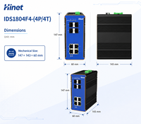 Switch PoE Industrial Gigabit de 4 Puertos, Switch Ethernet Gestionado de Capa 2 para Riel DIN con 4 Puertos de Enlace Ascendente SFP Gigabit