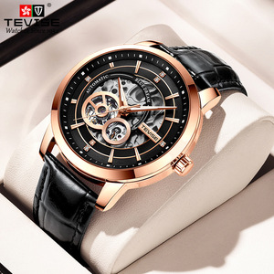 Venta Directa de Fábrica, Reloj Mecánico Automático, Reloj Mecánico de Cuero para Hombre, Resistente al Agua - Product Image 5