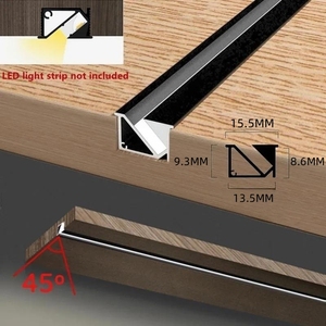 Barre lumineuse LED pour <span class=keywords><strong>armoire</strong></span> à <span class=keywords><strong>angle</strong></span> de 45 degrés, W15.5*H8.6, profilé en aluminium extrudé encastré pour décorations, pliage, découpe - Product Image 3