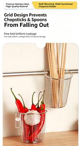 Soporte de Acero Inoxidable para Utensilios de Cocina Montado en la Pared: Porta Palillos, Escurridor de Palillos y Porta Cucharas - Product Image 2