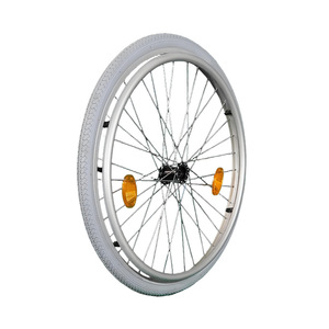 Rueda de Silla de Ruedas de Aleación de Aluminio de 24 Pulgadas con Neumático, Juego de Ruedas Ligeras Grises con 32 Orificios para Radios - Product Image 2