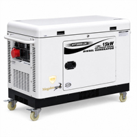 Générateur diesel silencieux 15 kW à démarrage électrique avec réservoir de carburant de 25 L, conception ouverte pour la maintenance et les urgences