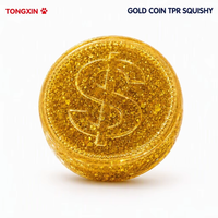 Pièce de Monnaie Porte-Bonheur en Or TPR Squishy Scintillant Symbole Dollar Jouet à Presser à Rebond Lent Anti-Stress Fidget Fortune Sensoriel de Bureau TONGXIN