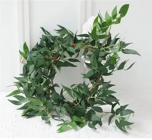 5.6ฟุตไหมประดิษฐ์แขวนFaux WillowใบGarland Vines Strands GreeneryสำหรับHome PartyฉากหลังWall Decor