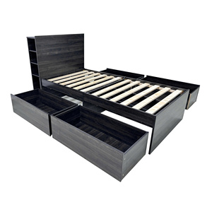 Cama doble Robin con almacenamiento y mesita de noche en gris oscuro - Product Image 4