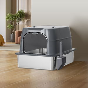 XXXL 65x45CM 120L Extra Large High Sided Stainless Steel Plastic Eco Friendly <strong>Square</strong> <strong>Cat</strong> Litter Box Fully Closed Easy Clean - Product Image 6