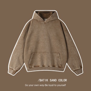Pull-over à capuche surdimensionné XL pour hommes, en coton lourd, impression personnalisée, motif uni, vente en gros - Product Image 3