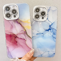 Coque de téléphone en marbre électroplaqué en stock pour iPhone 16E 16 15 14 Pro Max, étui de luxe IMD pour Samsung S25 S24 Series