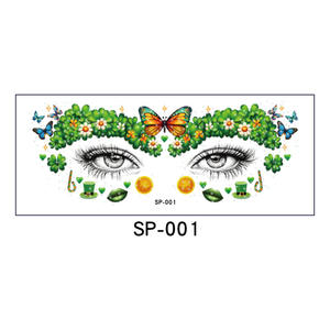 Autocollant de tatouage à paillettes de trèfle à quatre feuilles irlandais peinture de visage en papier imperméable pour le maquillage temporaire de la fête de la Saint-Patrick - Product Image 4