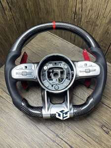 Volant de direction pour <span class=keywords><strong>Mercedes</strong></span>-Benz W176 W213 W205 W253 <span class=keywords><strong>C220</strong></span> C257 ClE ClS <span class=keywords><strong>AMG</strong></span> 2016-2019 en fibre de carbone - Product Image 6