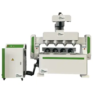 Cylindrical wood round rod milling machine 4 axis 4 heads cnc router