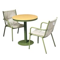 Ensemble de 3 chaises de jardin en rotin tressé avec table à manger en métal, style nordique, pour patio et jardin