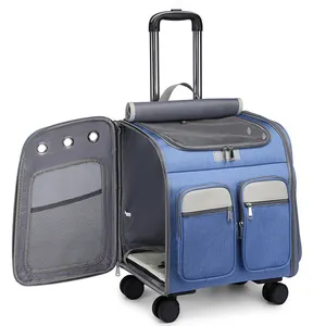 Große Kapazität Silent Universal Wheel Rod Rucksack Pet Bag Folding Custom ized Plane Multifunktions-Cat Dog Bag