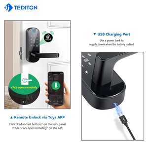 Tediton Kunci Pintu Pintar WIFI Aplikasi Tuya, Gagang Kunci Pintu Pintar Sidik Jari <span class=keywords><strong>Digital</strong></span> - Product Image 6