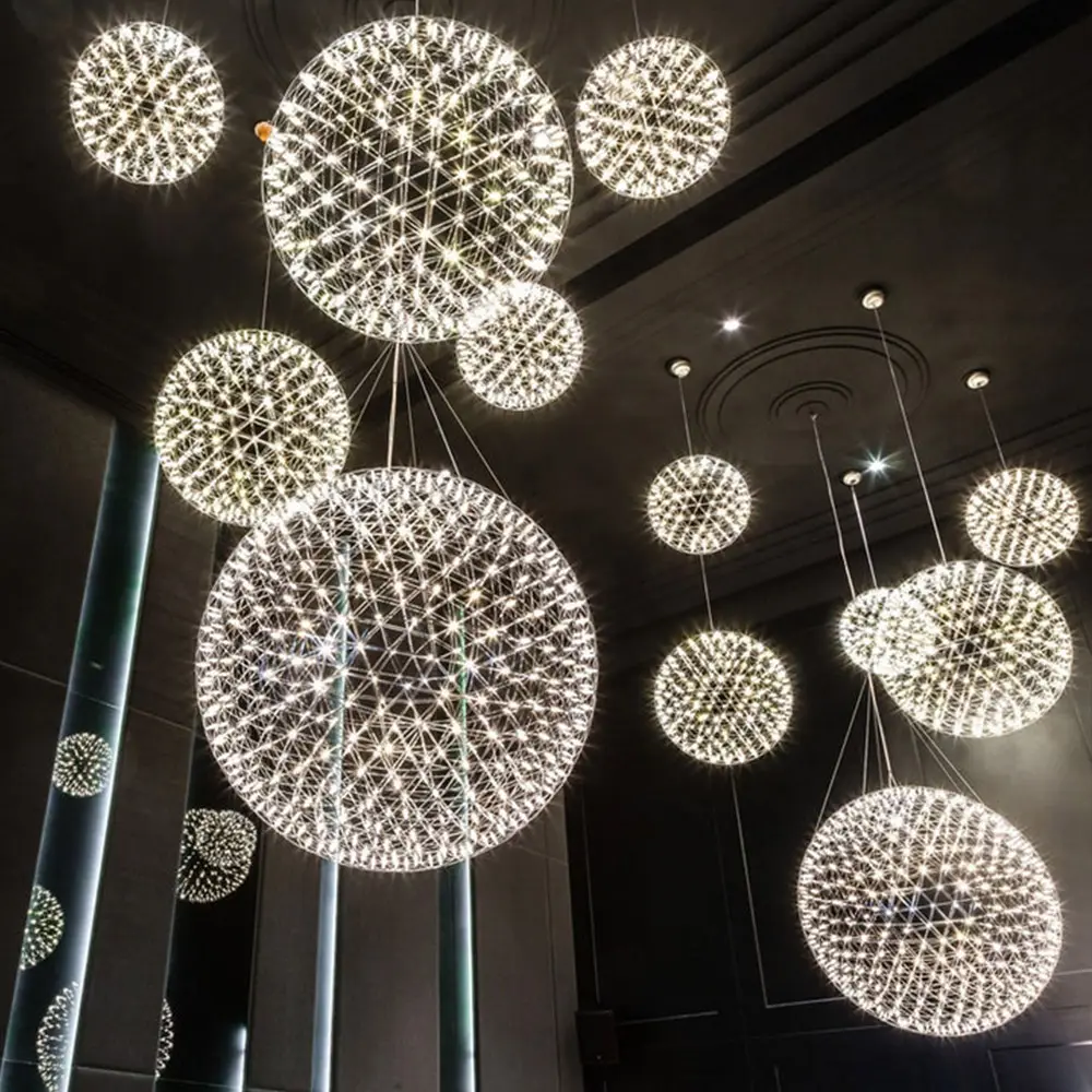 Hotel Light Fixtures lobby villa led chandelier interior atmosphere pendant Custom Lamp creative spark ball chandelier