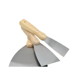 Cuchillo de cabeza blanca con mango de madera, herramienta de masilla, raspador de limpieza de pared de acero al carbono, venta directa de fábrica