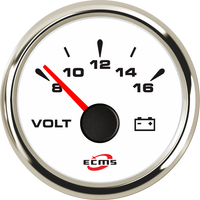 Meteran Voltmeter Mobil Mesin Diesel Putih 52mm 8-16V