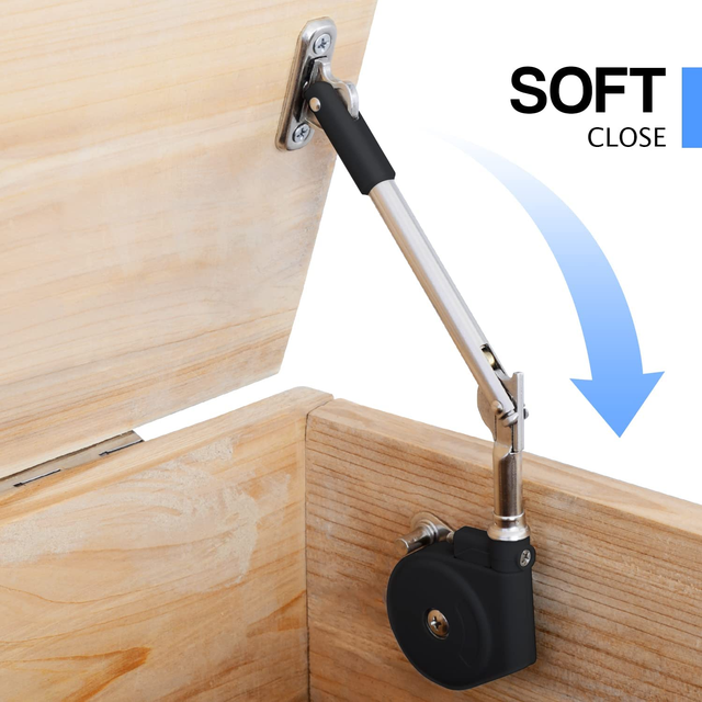 Lid Stay with Soft Close Hydraulics Lid Support for Toy Box and Upward Top-Opening Flap Doors, Support Capacity 12lbs-21lbs/2PC