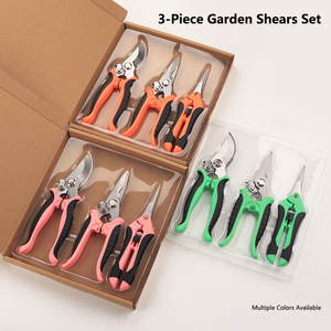 Ensemble de 3 ciseaux de jardin ergonomiques à monter soi-même avec poignée en plastique, outils de taille sans effort, sécateurs antidérapants <span class=keywords><strong>pour</strong></span> jardiniers - Product Image 3