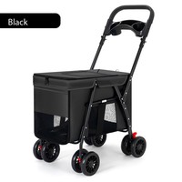 Chariot pour animaux de compagnie multifonctionnel léger à quatre roues, réglable, pliable, portable, pour chiens et chats de petite taille, idéal pour les voyages en extérieur - Vente chaude