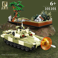 QIZHILE – assemblage de blocs de construction en plastique pour jouets de construction, modèle militaire, réservoir d'amoureux de la nature, 101101 T90