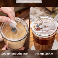 Bon marché 450ml Tasse à boire avec paille Tasse à jus Tasse à café