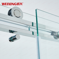 Cabine de douche moderne à prix avantageux en acier inoxydable chromé avec porte coulissante double sans cadre en verre trempé