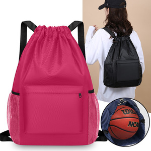 Sac à dos à cordon de serrage couleur unie léger et durable pour sports de plein air et voyages pour hommes et femmes été 2025 - Product Image 3