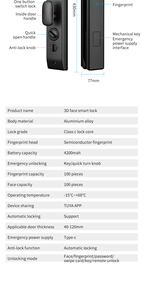 Tuya S959MAX แอป WiFi สำหรับ3D, มีหลายภาษาสามารถล็อคประตูอัจฉริยะด้วยรหัสลายนิ้วมือชีวมิติได้ - Product Image 2