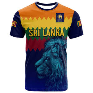 Camiseta del Día de la Independencia de Sri Lanka, León de Sri Lanka, Diseño Mixto Sinhalese, Patrón Personalizable, Camiseta Informal para Hombre - Product Image 1