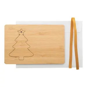 Tarjeta navideña de bambú, merchandising sostenible - Product Image 3