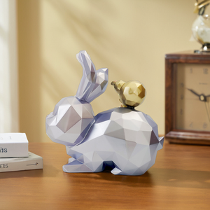 รูปปั้นกระต่ายนอร์ดิก รูปปั้นสัตว์นามธรรม กระปุกออมสิน งานศิลปะเรซิ่น งานฝีมือคุณภาพสูง เป็นมิตรกับสิ่งแวดล้อม สำหรับตกแต่งภายนอก - Product Image 1