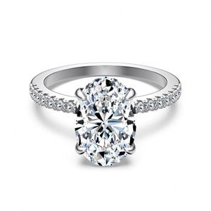 Dylam High Jewelry 925 Sterling <b>Silver</b> <b>Eternity</b> Band Oval Shape D VVS1 Moissanite Stone Engagement Wedding Bridal Women <b>Rings</b> - Product Image 1