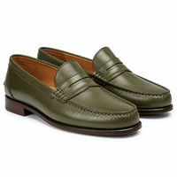 Mocassins Penny en cuir de veau pleine fleur avec logo personnalisé, semelle en caoutchouc, fabriqués en Italie