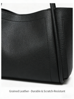 Schwarze Leder-Tragetasche für Damen mit Individuellem Logo, Große Kapazität Schulter-Handtasche, Langlebiges PU-Leder, Modische Casual-Arbeits- und Einkaufstasche
