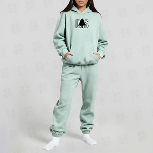 Sudadera con capucha OEM personalizada para mujer, corte holgado, hombros caídos, tejido grueso, 80% algodón, 20% poliéster, forro polar, 380 g/m², al por mayor - Product Image 2