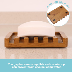 Boîte à savon en bois au design cascade inclinée, porte-savon <span class=keywords><strong>de</strong></span> bain en bois naturel, plateau créatif et tendance, anti-moisissure, avec drain. - Product Image 6