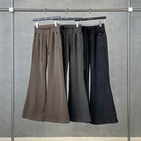 Pantalon de survêtement évasé pour femme, coupe cloche, délavé, taille haute, ceinture épaisse, poids lourd 400 GSM, style streetwear Y2K Hip Hop