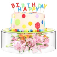 Support à gâteau cylindrique portable en acrylique transparent écologique de 11 pouces avec rehausseurs creux pour l'affichage de cupcakes et de desserts lors de fêtes
