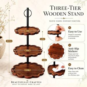 Wooden wedding dessert table ornament, multi-tiered display stand, cake stand, wave-shaped dessert <b>rack</b>, tiered <b>plate</b> <b>rack</b> - Product Image 4