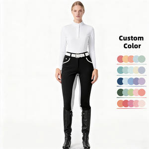 Pantalon d'équitation pour femme, taille haute, avec empiècements en silicone sur toute la surface, résistant à l'usure, extensible dans les 4 sens - Product Image 3