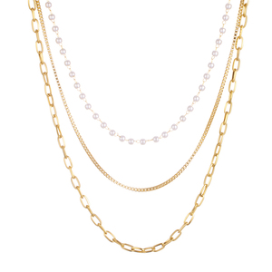 قلادة لؤلؤية صيفية مقاومة للماء سلسلة قلادة تصنعها بنفسك من سلسلة مجوهرات قلادة متعددة الطبقات - Product Image 1