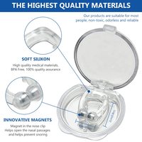 Pince-nez magnétique anti-ronflement en silicone et embout buccal Mini dispositif de dilatateur nasal Patches corporels pour soulager le ronflement