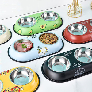 WOTAI Manufacturers Wholesale Colorful Cute Print Customisable Luxury <strong>Personalized</strong> Pet Stainless Steel <strong>Dog</strong> Double Food <strong>Bowl</strong> - Product Image 4