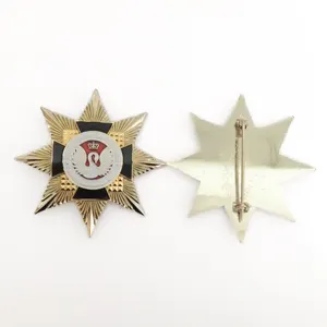 Medalla de Estrella de metal, chapa de oro y plata para medalla real