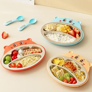 Ensemble de vaisselle pour enfants : <span class=keywords><strong>Assiette</strong></span>, bol à soupe et tasse en acier inoxydable avec motif de dessin animé mignon, cuillère et fourchette en PP durables et sûres - Product Image 5