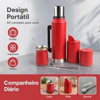 Set Botol Termos Vakum Yerba Mate Amerika Selatan 4Pcs Dinding Ganda Stainless Steel Ramah Lingkungan